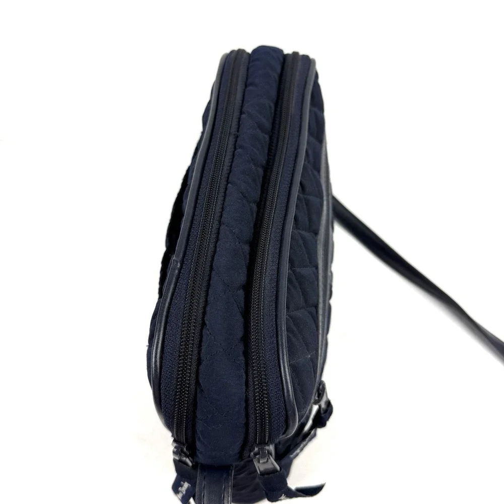 Vera Bradley Crossbody Bag Dark BLUE Microfiber Trimmed Triple Compartment‎